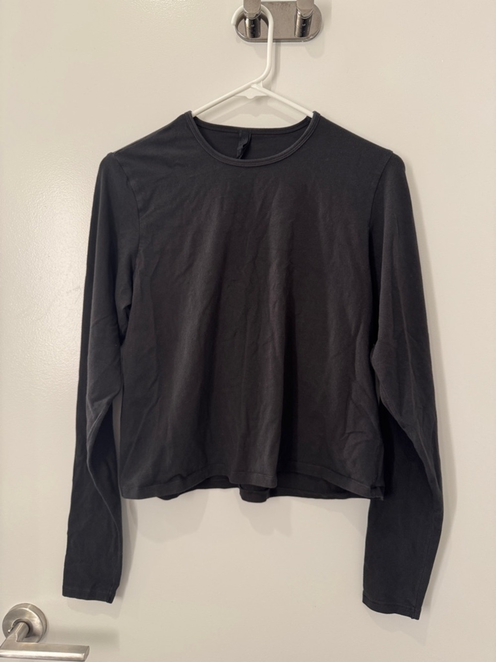 Skims Black Long-Sleeve Crewneck Top